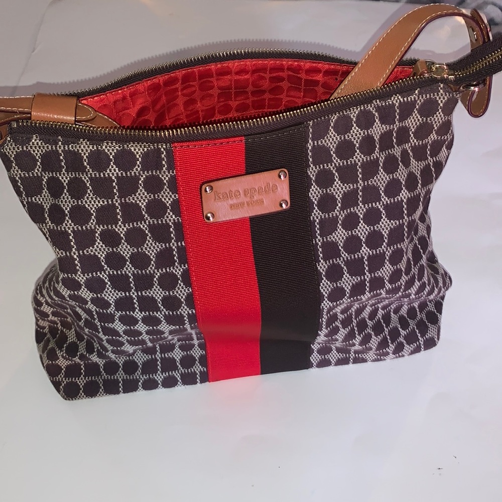 kate spade  Classic Noel Medium Flat 'Serena' Shoulder Handbag, Brown and Red